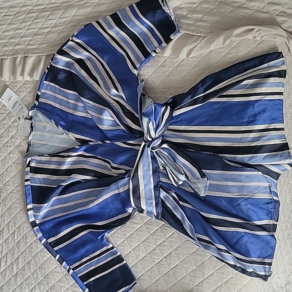 Zara blue pinstripe romper XS